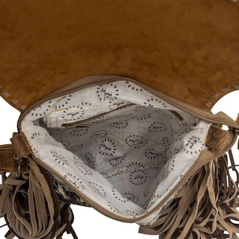 Myra Bag Brown Dapples Conceal Carry Fringe Crossbody Bag S-3963 in Saudi Arabia