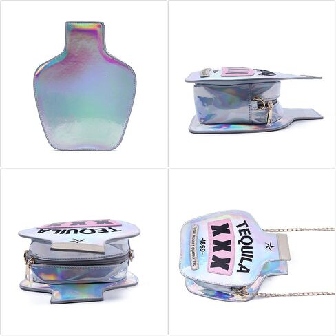 KUANG! Women Sparkling Bottle Shaped Shoulder Bags Elegant Laser Shinny Wine Shape Crossbody Purse Chain Handbags in Kuwait