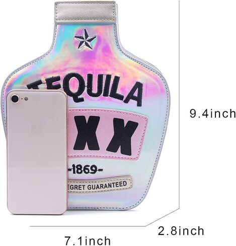 KUANG! Women Sparkling Bottle Shaped Shoulder Bags Elegant Laser Shinny Wine Shape Crossbody Purse Chain Handbags in Kuwait