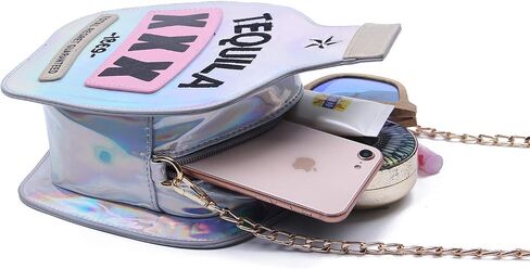 KUANG! Women Sparkling Bottle Shaped Shoulder Bags Elegant Laser Shinny Wine Shape Crossbody Purse Chain Handbags in Kuwait