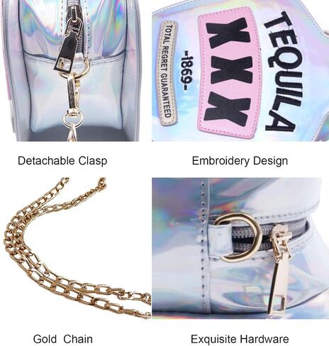 KUANG! Women Sparkling Bottle Shaped Shoulder Bags Elegant Laser Shinny Wine Shape Crossbody Purse Chain Handbags in Kuwait