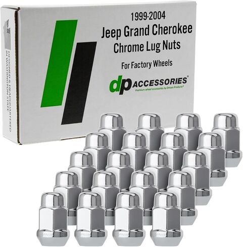 DPAccessories Lug Nuts Compatible with 1999-2004 Jeep Grand Cherokee - with Aluminum Factory Wheels - Chrome Lug Nuts - DGCH02F-CH/1 - Factory Wheel Lug Nuts in Kuwait