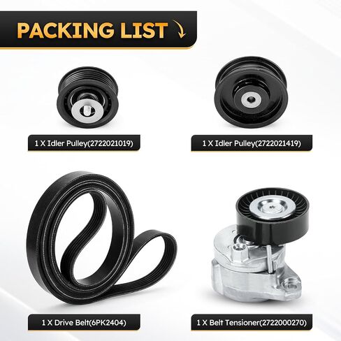 2722000270 Engine Belt Tensioner & Idler Pulley Serpentine Belt kit For Mercedes-Benz C300 C350 E350 E550 S550 ML350 ML550 SLK350 CLK350 R350 Replaces# 2722000270, 2722021019, 2722021419, 6pk2404 in Saudi Arabia