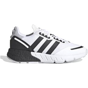 حذاء adidas Originals للجنسين للأطفال ZX 1K Boost، أبيض/أسود/هالو فضي، 3.5