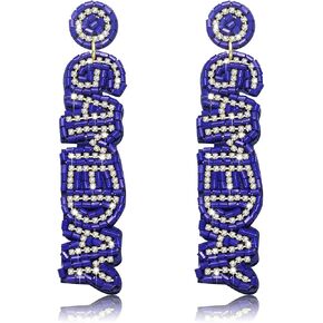 Game Day Earrings Beaded Letter GAME DAY Drop Dangle Earrings for Women Sports Statement Earrings Game Day Jewelry Gifts