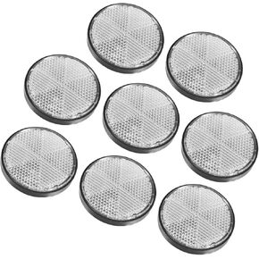 Motoforti 8 Pcs Round Stick-on Safety Spoke Reflective Self Adhesive Reflector for Gate Posts Cars Trailer Motorcycle Trucks Boat Bicycle Bike White Long-Lasting
