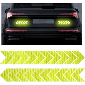 20 PCS Car Arrow Reflective Stickers, High Night Visibility Safety Warning Sign Self Adhesive Decal, Waterproof Bumper Reflective Stickers for Cars Trucks, Car Accessories (White)