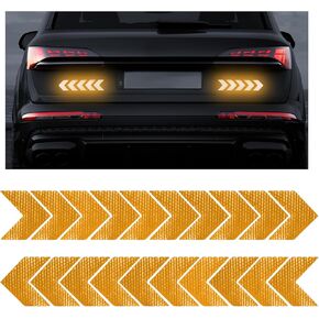 20 PCS Car Arrow Reflective Stickers, High Night Visibility Safety Warning Sign Self Adhesive Decal, Waterproof Bumper Reflective Stickers for Cars Trucks, Car Accessories (White)