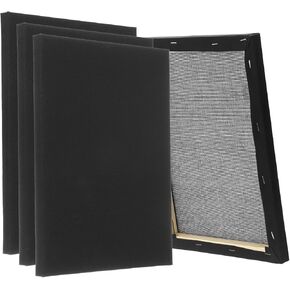 PATIKIL Black Stretched Canvas, 12 Pcs 5" x 7" Large Canvas for Painting Primed Cotton Blank Canvas for Acrylics Oil Watercolor Paints