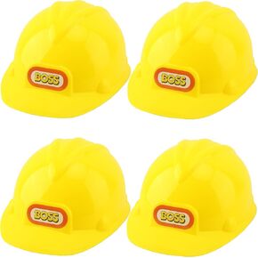 4 Pack Kids Hard Hats Construction Hat Hard Plastic Worker Hats Helmet for Boys Girls Construction Worker Costume Birthday Party Favor