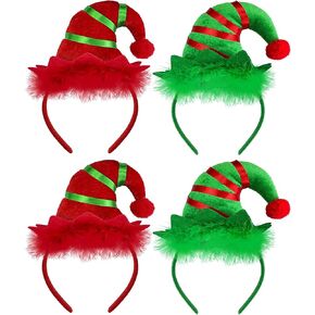 4 Pack Christmas Elf Headbands Elf Hat Headband for Girls Women Xmas Party