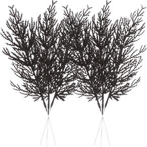 Sea Team 24-Pack Artificial Glitter Pine Tree Twig Ornaments, Decorative Sticks, Glittery Stems, Picks, Branches for Christmas Tree, Small Vase, Holiday, Wedding, Party (14 Inches, Champagne)