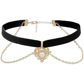 Lace Choker Necklace, Gothic Black Choker, Victorian Goth Vintage Imitation Pearl Necklace for Women