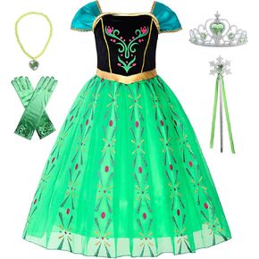 Girls Princess Costume Dress up Green, with Accessories