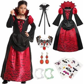 Vampire Costume for Girls Kids Royal Victorian Vampire Dress Deluxe Toddler Halloween Costumes Cosplay Outfit Set