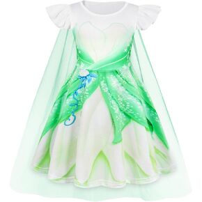 WonderBabe Princess Dress With Cape Girls Christmas Birthday Party Cosplay Costume Toddler Ruffle Sleeve Fancy Outfit Gift