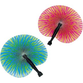 Fun Express - Bright Tropical Fans - Party Supplies - Favors - Fans - 12 Pieces
