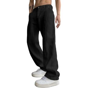 OYOANGLE Men's Casual Pants Classic Fit Stretchable Straight Legs Work Pants with Pockets
