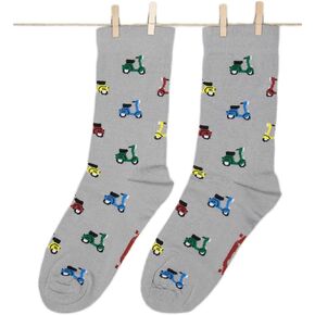 Vespa Gray Socks Men Women - Fun Motorbike Patterned Cool Funny Happy Colorful Gift Funky Design Apparel Accessories