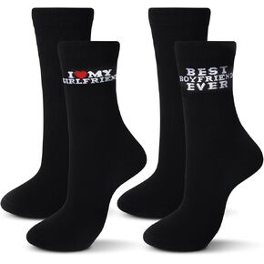 Haysandy 2 Pairs I Heart Love My Wife Girlfriend Socks Best Boyfriend Husband Ever Socks for Christmas Valentine's Day Gifts