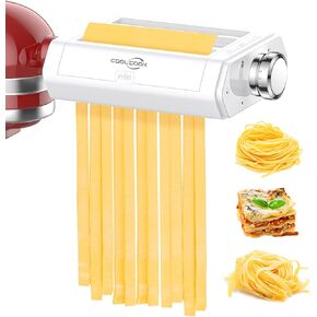 Pasta Attachment for KitchenAid Stand Mixer - 3 Piece Set with Pasta Sheet Roller, Spaghetti, and Fettuccine Cutter - Stainless Steel for Kitchenaid Pasta Maker Attachment