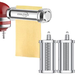 Pasta Attachment for KitchenAid Stand Mixer - 3 Piece Set with Pasta Sheet Roller, Spaghetti, and Fettuccine Cutter - Stainless Steel for Kitchenaid Pasta Maker Attachment