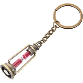 5Pcs Metal Hourglass Key Chains, Vintage Sand Timer Key Chains Pendent, Creative Keychain Decor, Rosy
