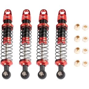 KYX Racing CNC Machined Aluminum 82mm Black Front Rear Suspension Shocks Upgrades Parts Accessories for 1/18 RC Crawler Car Axial UTB18 Capra Unlimited Trail Buggy (Red)