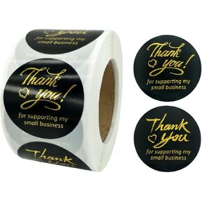 Thank You Stickers 500 Pcs, 1.5inch Thank You for Supporting My Small Business Stickers, Pink Gold Foil Thank You Seal Stickers for Retail Store, Small Business, Boutique, Package Shop, Gift Wrap
