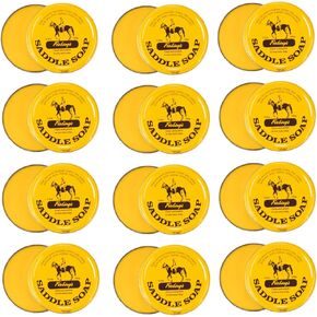 Fiebing's Yellow Saddle Soap for Leather (12 Pack, 3.5 oz Each, 42 oz Total) - Leather Cleaner & Conditioner to Soften, Protect & Restore Leathercraft - Leather Soap for Car Seat, Couch, Shoe, Purse