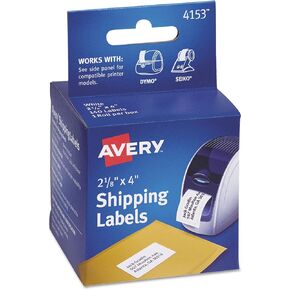 Avery 4153 Thermal Print Shipping Labels, 2-1/8 x 4, White, 140/Roll, 1 RL/Box