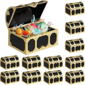 12 Pieces Treasure Chest Party Favor Box 2.95 in Mini Treasure Chest Gold Vintage Pirate Treasure Boxes Jewelry Storage Box Christmas Halloween Party Favors