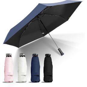 Dlin Travel Compact Umbrella, Portable Small Sun Protection Umbrella for Sun and Rain, 【Magical Hidden handle】UPF 50+ UV Block Parasol Umbrella 0.41lb Lightweight 6 Ribs Pocket Folding Umbrella for girls Women