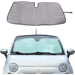 LLKUANG Car Windshield Sunshade UV Ray Reflector Compatible with Fiat 500 2010-2022 Abarth 595 2014-2024 Front Window Sun Shade Shield Cover Foldable Reflective Sun Visor
