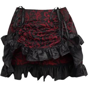 Daisy corsets Women's Red/Black Brocade Ruched Bustle Skirt