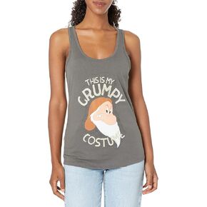 Disney Junior's Princess Grumpy Costume Slim Fit, Scoop Hem Racerback Tank, Charcoal, Medium