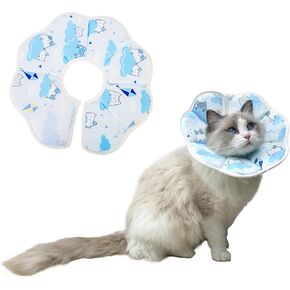 Soft Cat Recovery Collar,Adjustable Cat Cone,Cat Protective Cone Collar After Surgery for Cats blue02