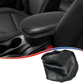 Armrest Cover，for kia Soul 2014 2015 2016 2017 2018 2019, Microfiber Leather，Scratch Leather Middle Console Cushion Protector Pad -Black Stitches