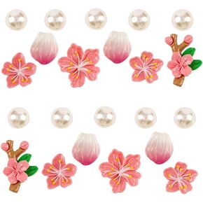 Womens Shoe Charms Cute Sweat Flower Shoes Decoration with Pearls Bling Girly Charm Cherry blossom Clog Shoes Accessories for Girl Women Friends Party Favors Birthday Gifts