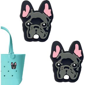 French Bulldog Dog Charms for Bogg Bag - Set of 2 PVC Rubber Inserts, Compatible with Bogg Bag Accessories, Beach Bag Charms Inserts Accessories for Women Girls 1 (B1)