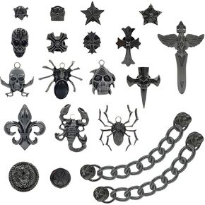 Retro Punk Shoe Charms, Halloween Spider & Skull Horror Decorations, Metal Accessories for Sneakers & Casual Shoes