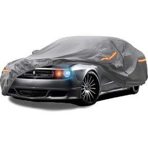 غطاء سيارة كبير النمل مناسب لسيارة دودج تشالنجر 2008-2023 مقاوم للماء في جميع الأحوال الجوية، حماية من الشمس والمطر والثلج، أغطية سيارة كاملة للاستخدام الخارجي، رمادي in Kuwait