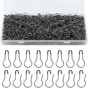 1000pcs Gourd Safety Pins, 0.87in Metal Bulb Pins for Crafts Calabash Pin with Storage Box Small Mini Gourd Shaped Clothing Tag Pins for Clothes DIY Crafting Sewing Home Accessories (Black)
