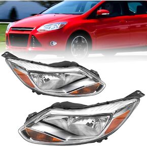 Headlight Assembly Fit For 2012 2013 2014 Ford Focus, Driver and Passenger Side headlamp,Bulbs Not Included (Chrome) in Saudi Arabia