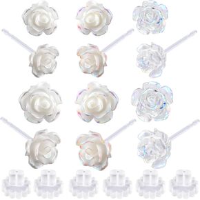 Joez Wonderful Plastic Earrings, Flower Earring Stud with Rubber Backs, Earrings Hypoallergenic for Sensitive Ears Women