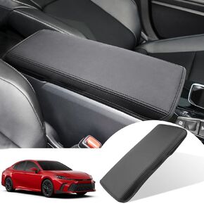 for Toyota Camry Center Console Cover 2025 - Leather Armrest Cushion for 2025 Camry Console Lid, Car Arm Rest Pad for Toyota Camry Interior Accessories(Black Stitches)