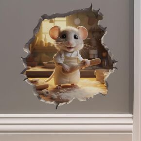 Home Baker Mouse Wall Hole Decal - Removable Mouse Sticker with 3D Effect