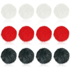 LEIFIDE 12 Pieces Real Rabbit Fur Pom Pom Cat Toy Fluffy Cat Pom Pom Balls Soft Fuzzy Cat Rattle Balls for Kitty Pets Kitten Chase Quiet Play, 3 Inches in Diameter (Gray, Coffee, White)