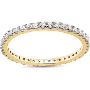 SAVEARTH DIAMONDS 1/2 cttw Round Cut Lab Created Moissanite Diamond Full Eternity Stackable Band Ring For Women In 14K Gold Over Sterling Silver (VVS1 Clarity, 0.50 Cttw)