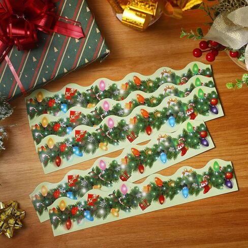 Zhanmai 24 Pcs Christmas Magnetic Bulletin Board Border 23.6 Ft Christmas Lights Magnet Decoration Border Strips Xmas Wreath Magnetic Border for Classroom Office Whiteboard Blackboard Chalkboard in Saudi Arabia